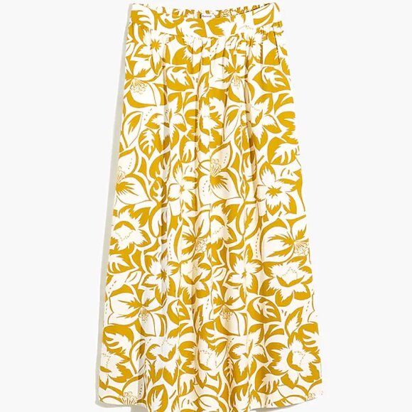 NWT Linen-Blend Shirred Maxi Skirt in Tropicale Floral Size XL - Picture 2 of 3